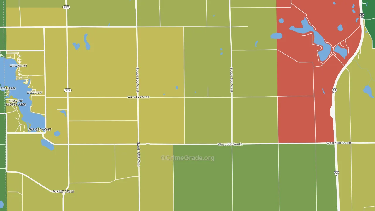 Salem Center, IN Map of Theft Rates