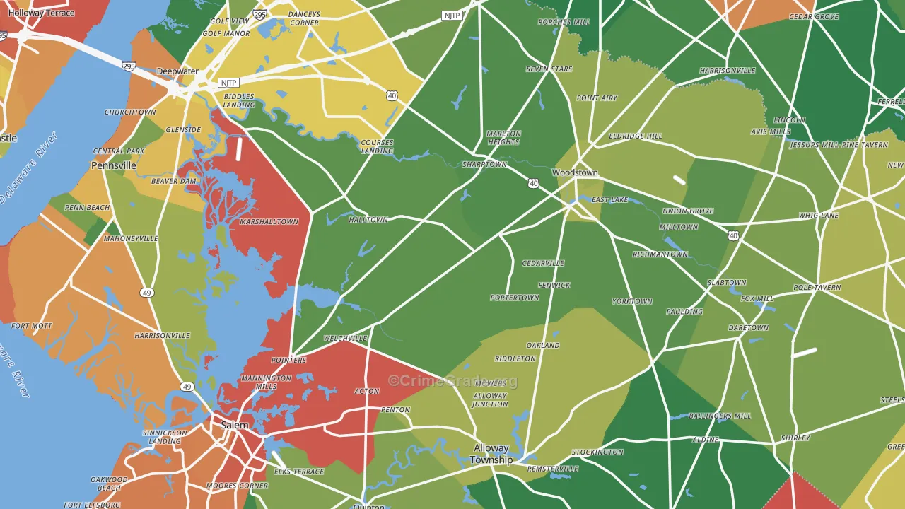 Salem County, NJ Map of Theft Rates