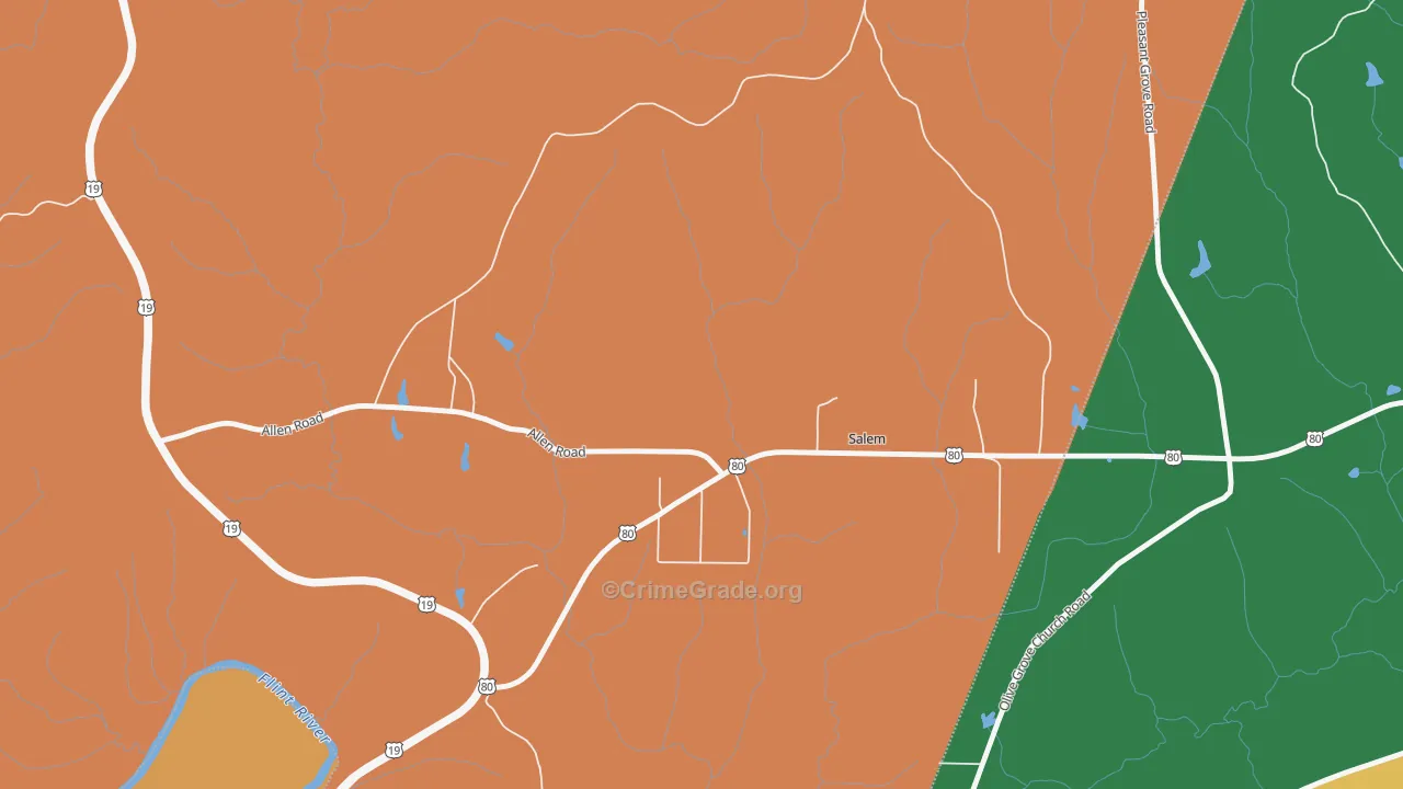 Salem, GA Map of Theft Rates