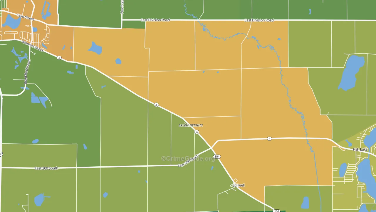 Salem Heights, IN Map of Theft Rates