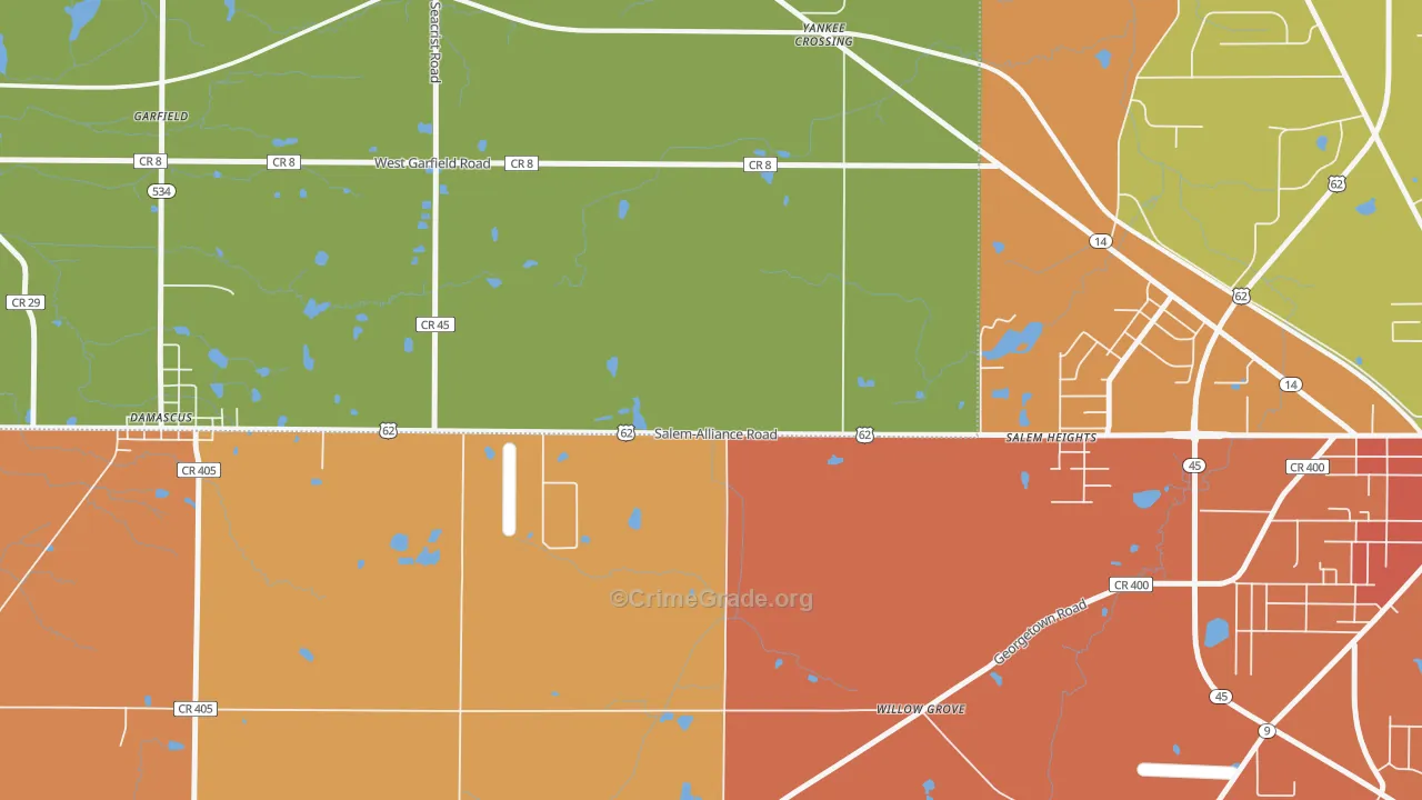 Salem Heights, OH Map of Theft Rates