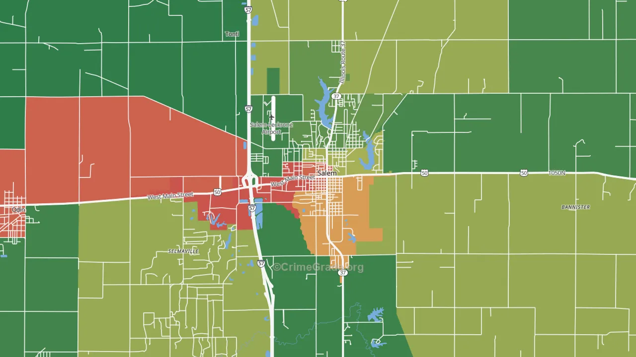Salem, IL Map of Theft Rates