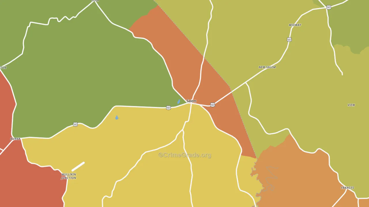Salem, KY Map of Theft Rates