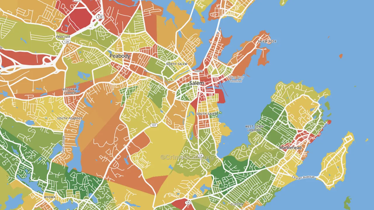 Salem, MA Map of Theft Rates