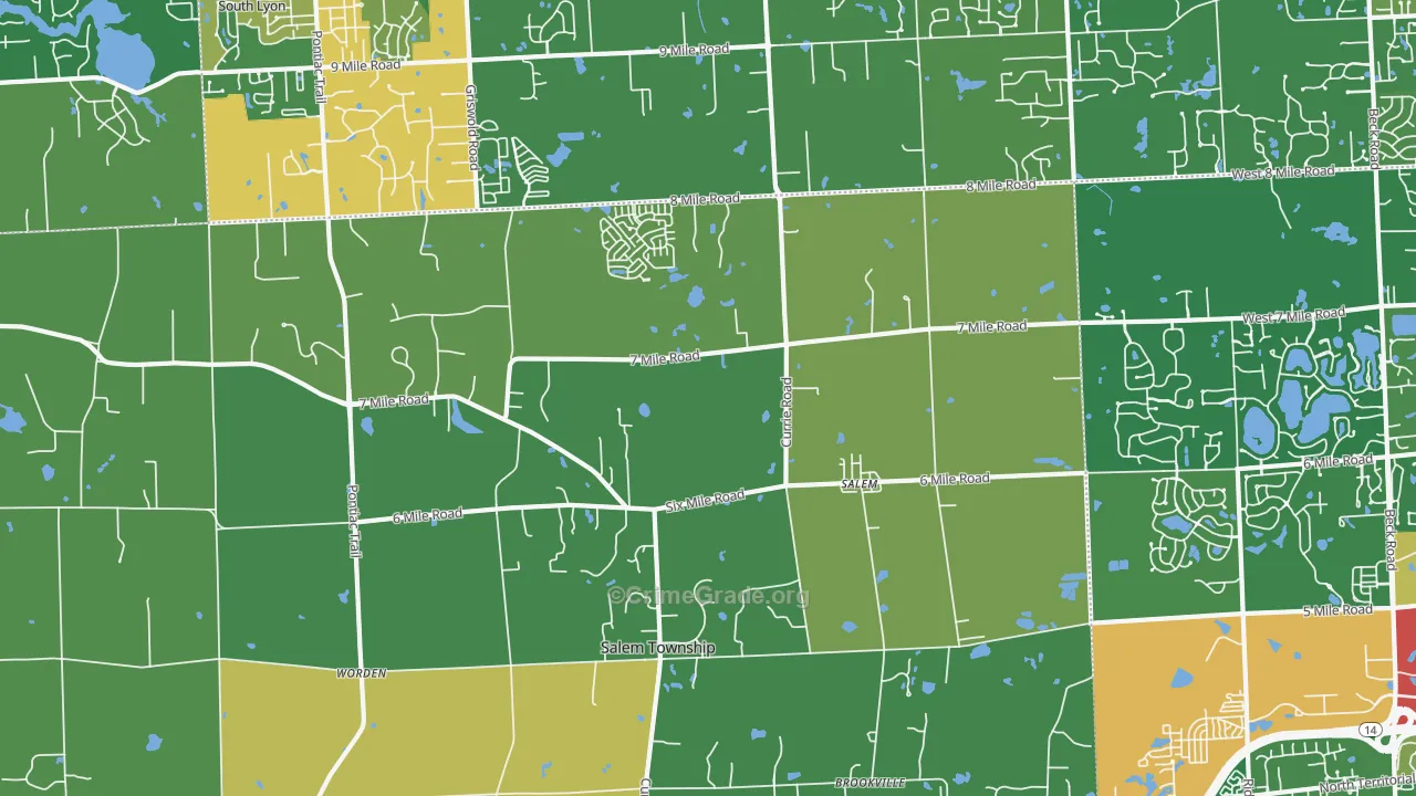 Salem, MI Map of Theft Rates