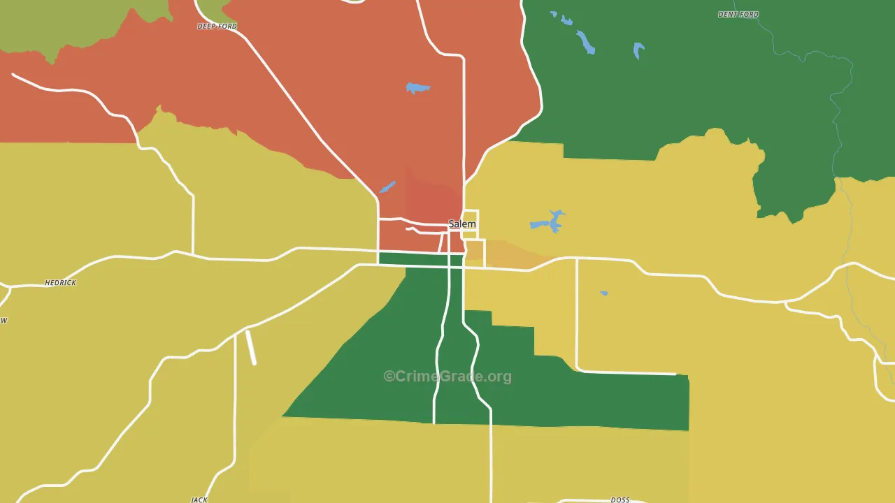 Salem, MO Map of Theft Rates