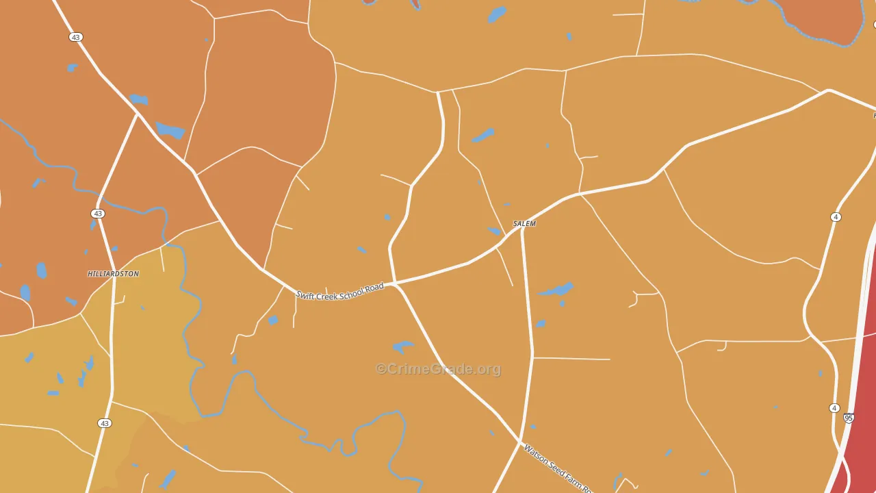 Salem, NC Map of Theft Rates