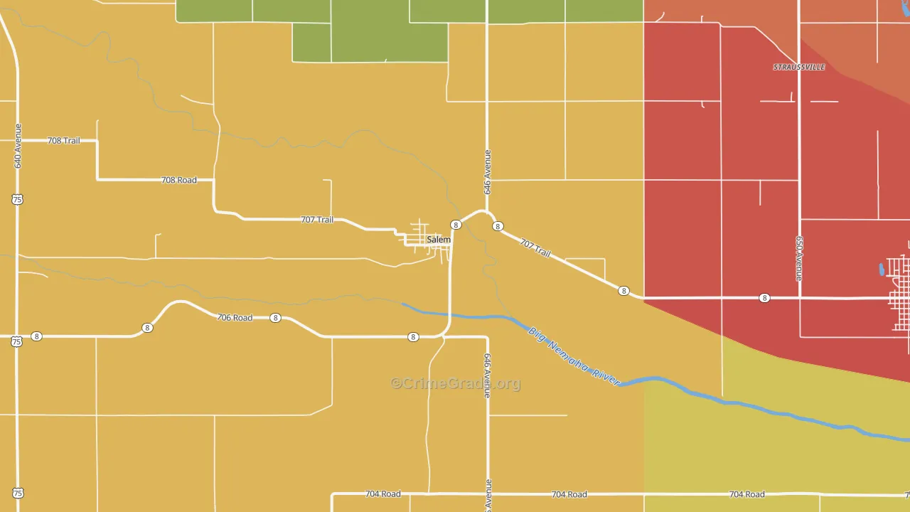 Salem, NE Map of Theft Rates