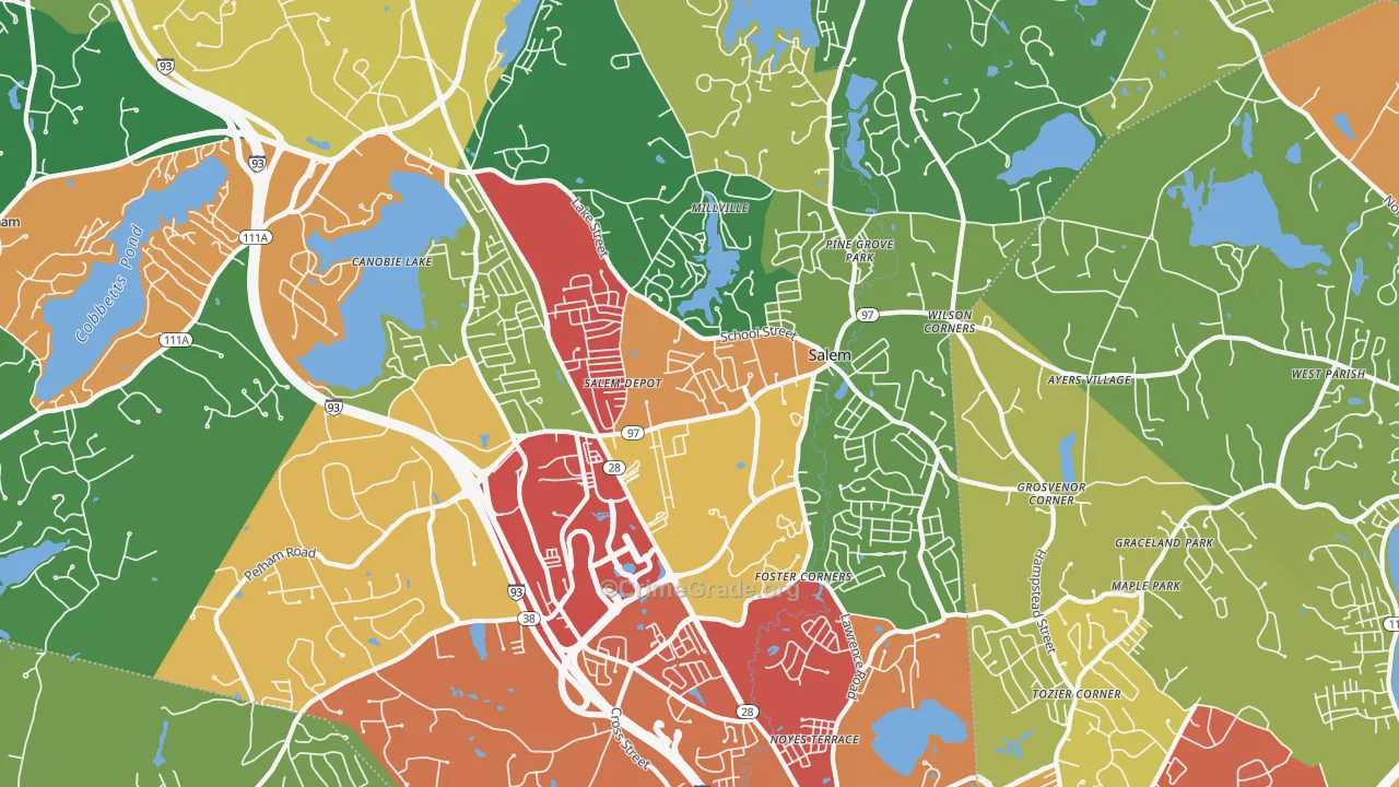 Salem, NH Map of Theft Rates