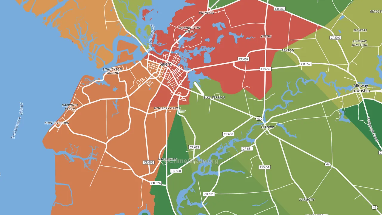 Salem, NJ Map of Theft Rates