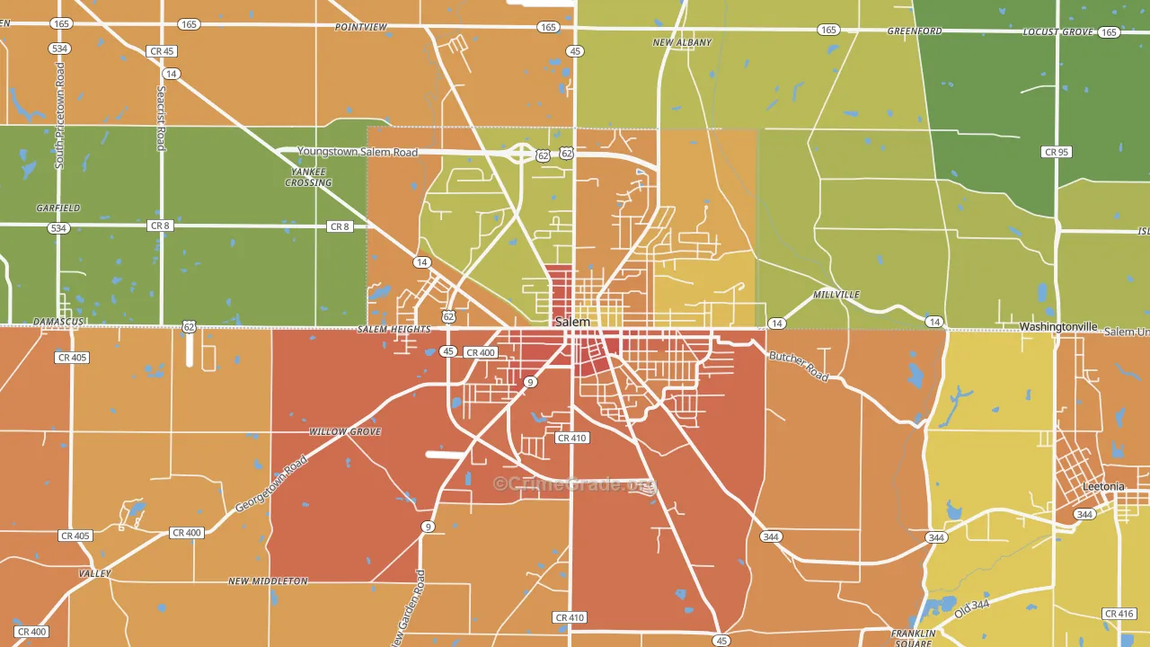 Salem, OH Map of Theft Rates