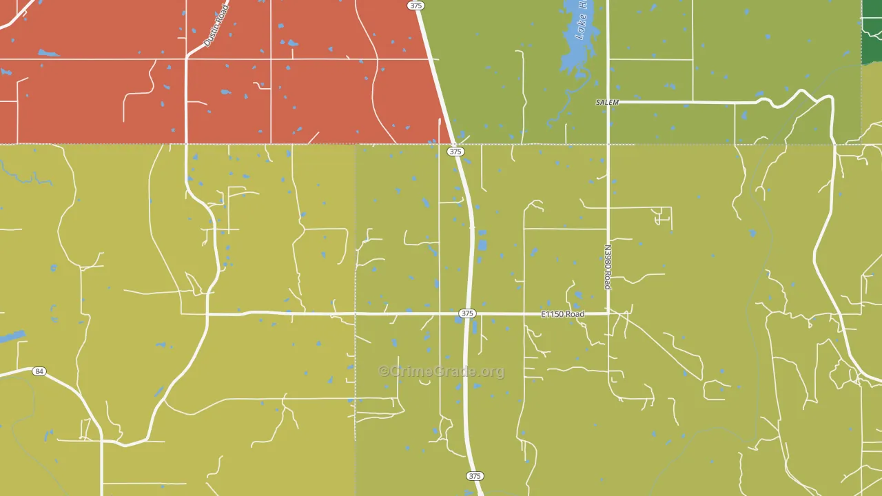 Salem, OK Map of Theft Rates