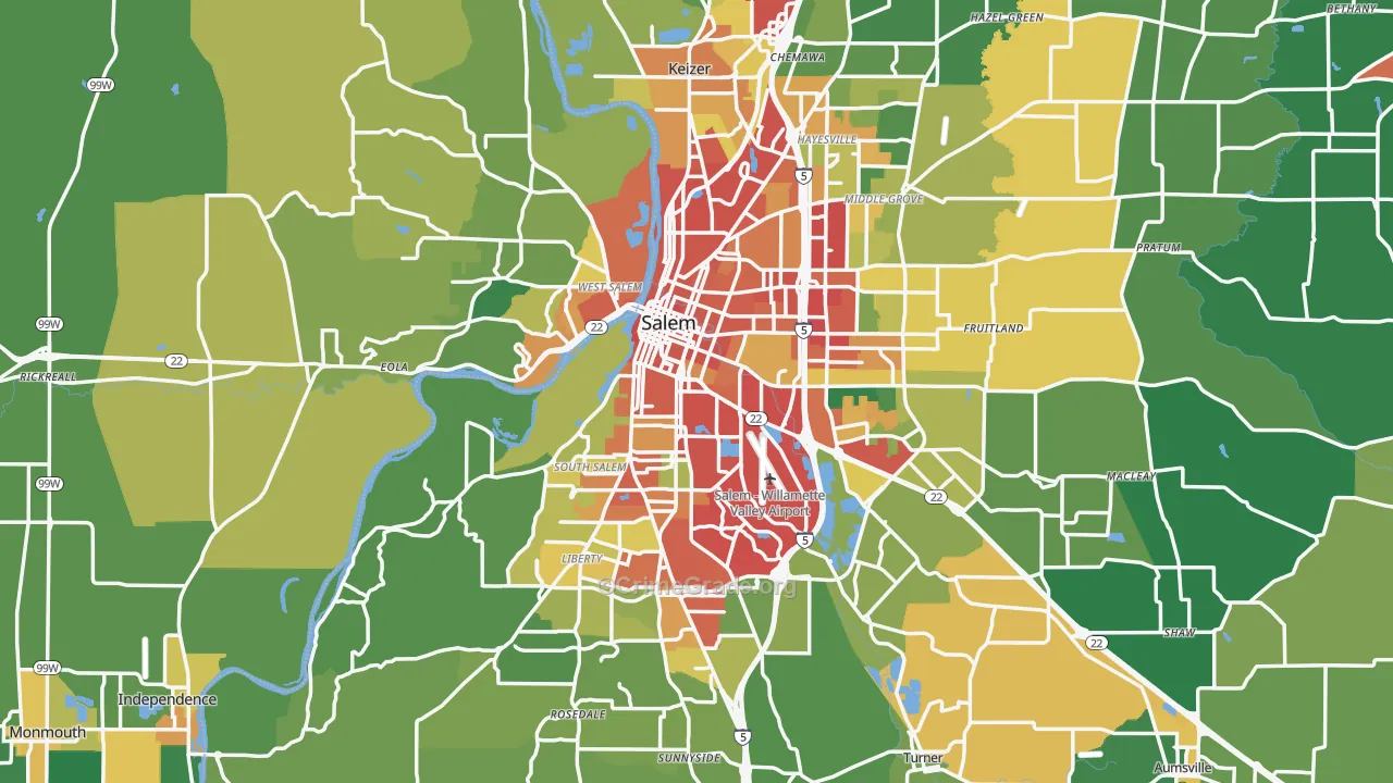 Salem, OR Map of Theft Rates
