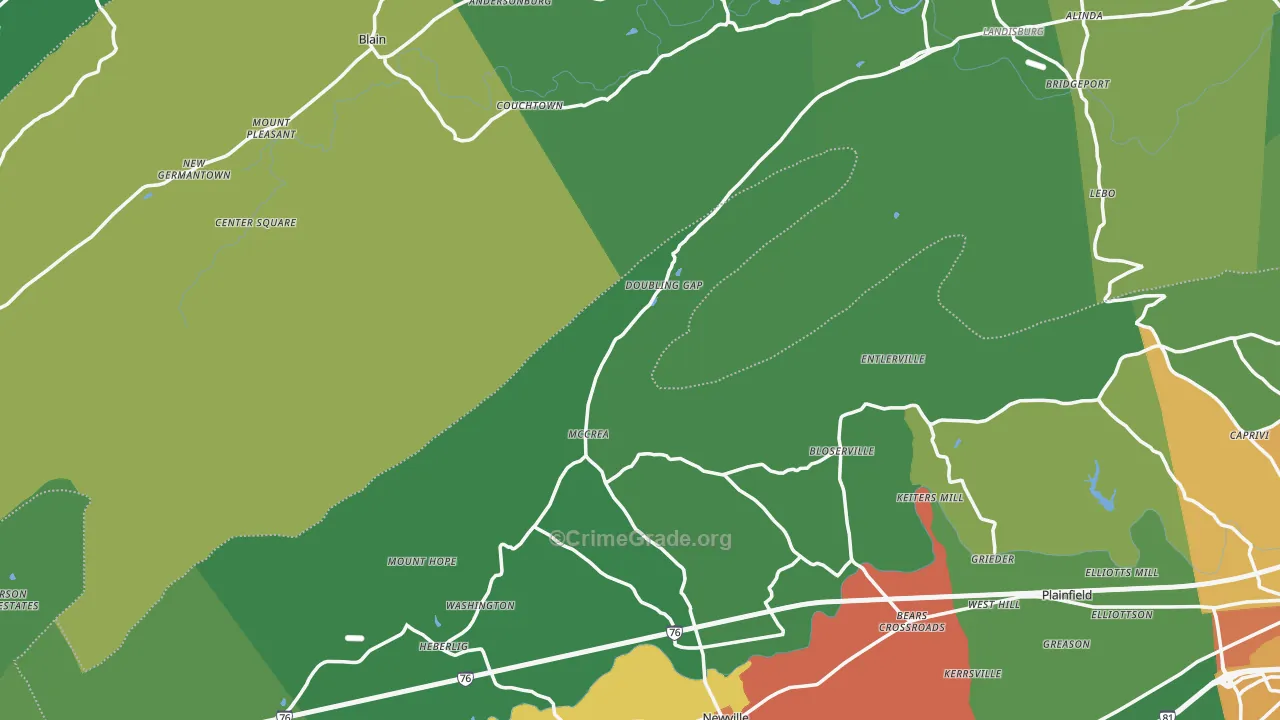 Salem, PA Map of Theft Rates