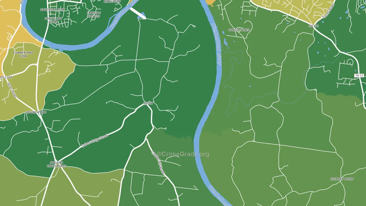 Salem, TN Map of Theft Rates