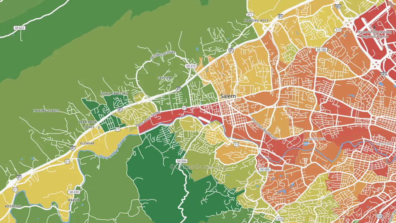 Salem, VA Map of Theft Rates