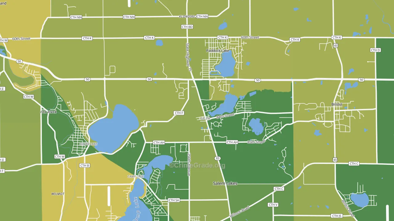 Salem, WI Map of Theft Rates