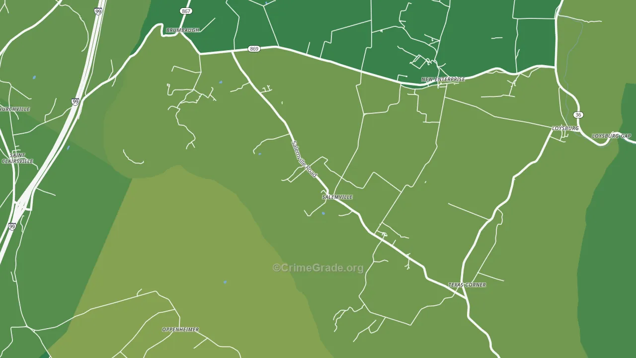 Salemville, PA Map of Theft Rates