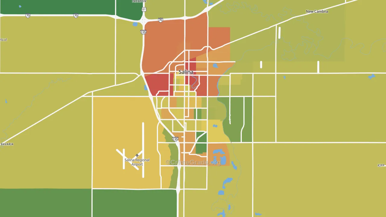 Salina, KS Map of Theft Rates