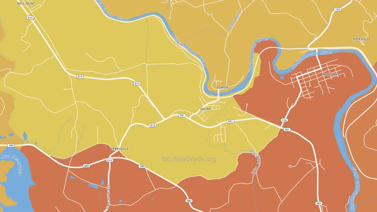 Salina, PA Map of Theft Rates