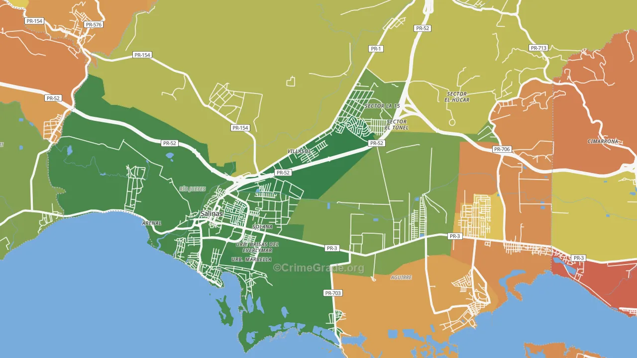 Salinas, PR Map of Theft Rates