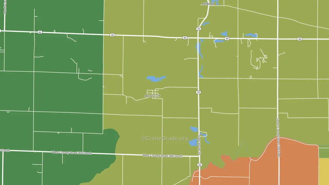 Saline City, IN Map of Theft Rates