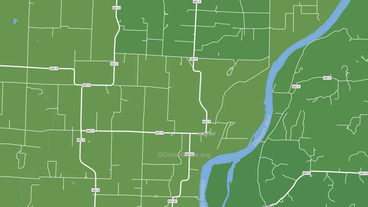 Saline City, MO Map of Theft Rates