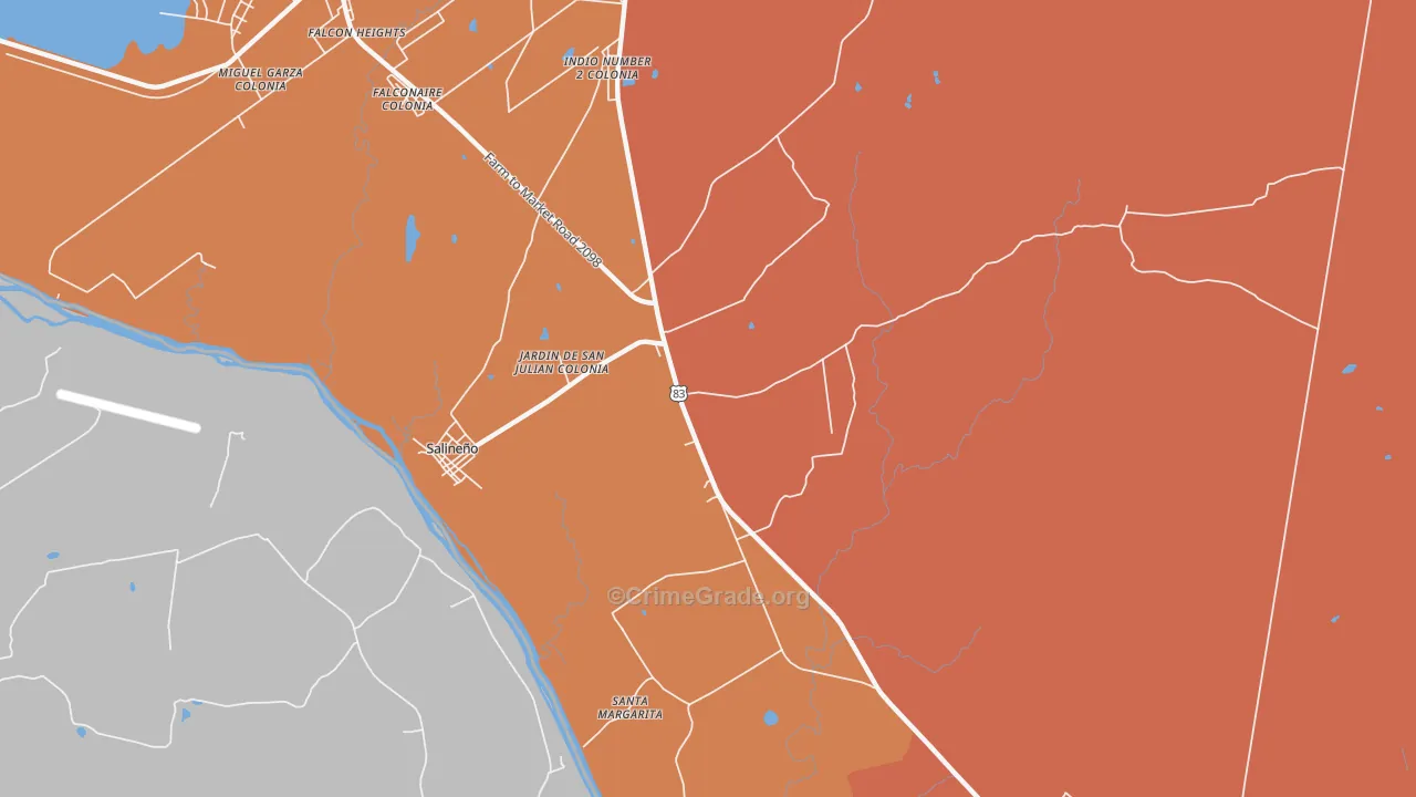 Salineno, TX Map of Theft Rates