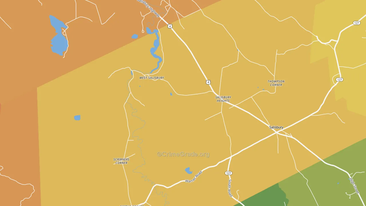 Salisbury Heights, NH Map of Theft Rates