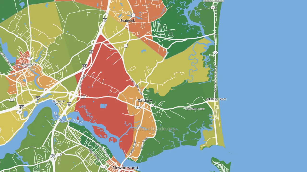 Salisbury, MA Map of Theft Rates