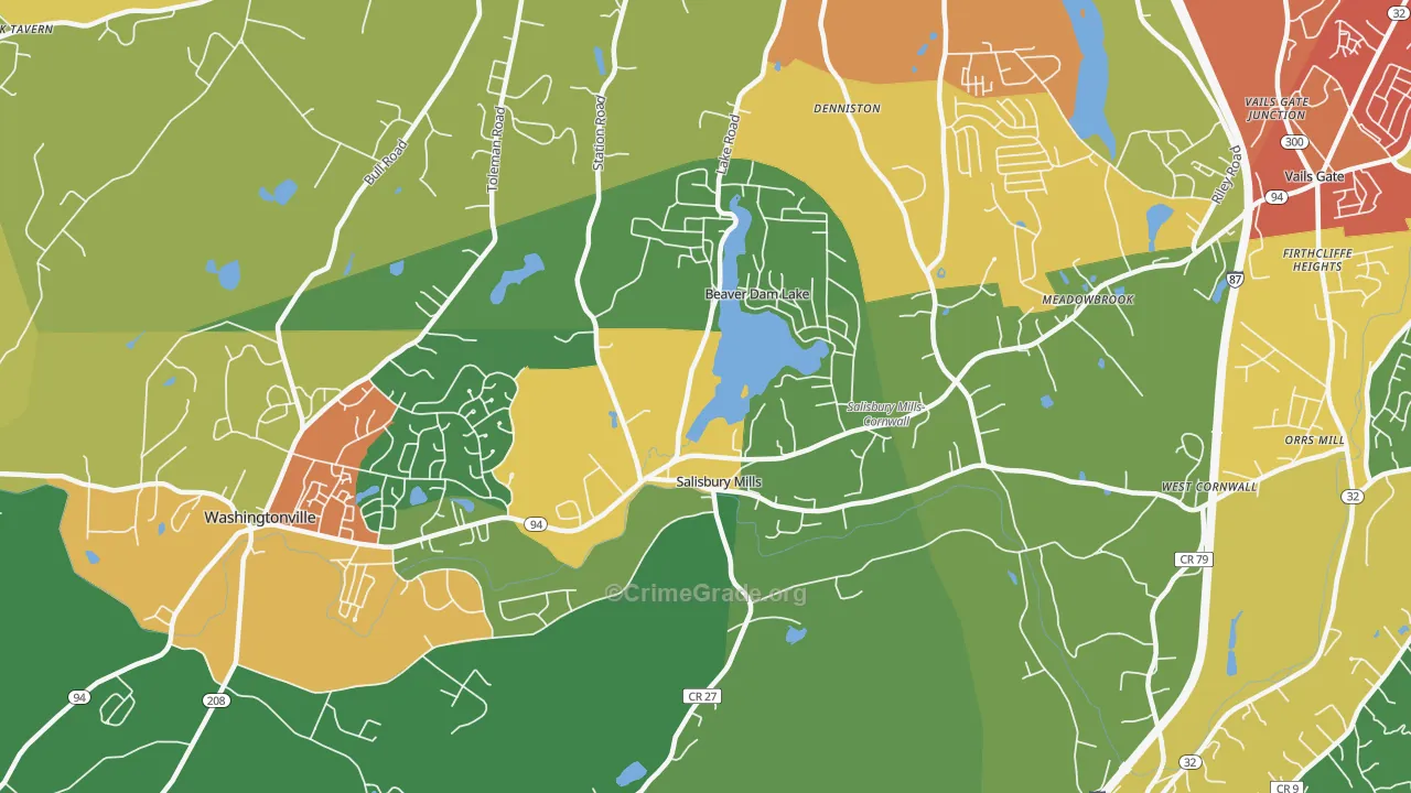 Salisbury Mills, NY Map of Theft Rates