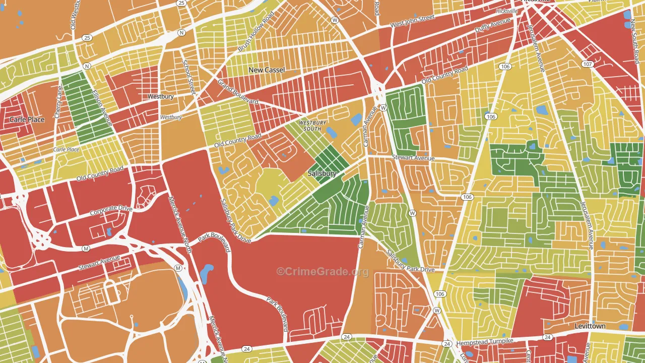 Salisbury, NY Map of Theft Rates