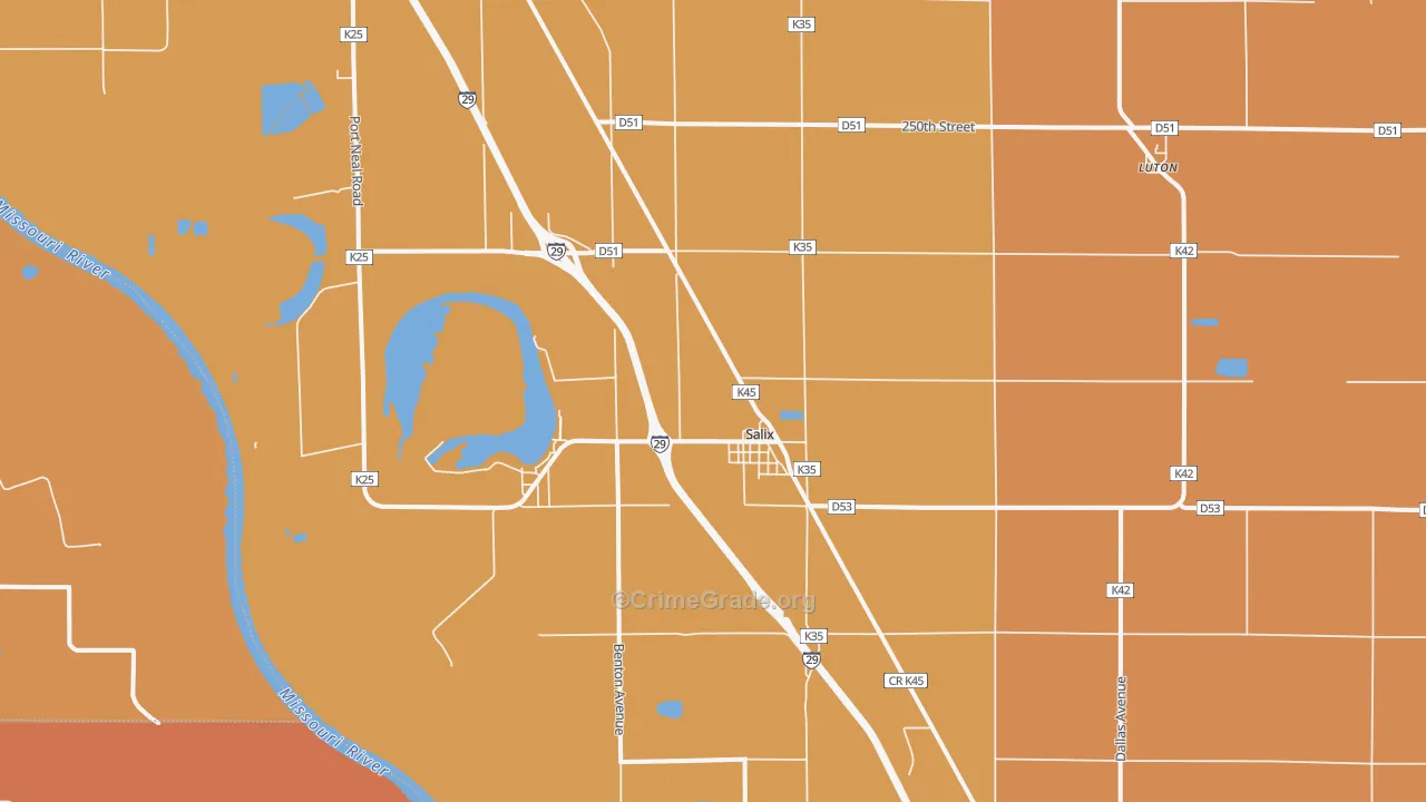 Salix, IA Map of Theft Rates
