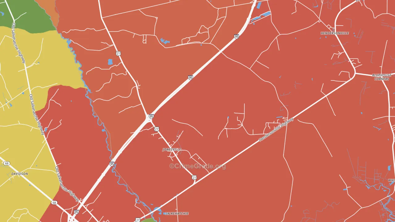 Salkehatchie, SC Map of Theft Rates