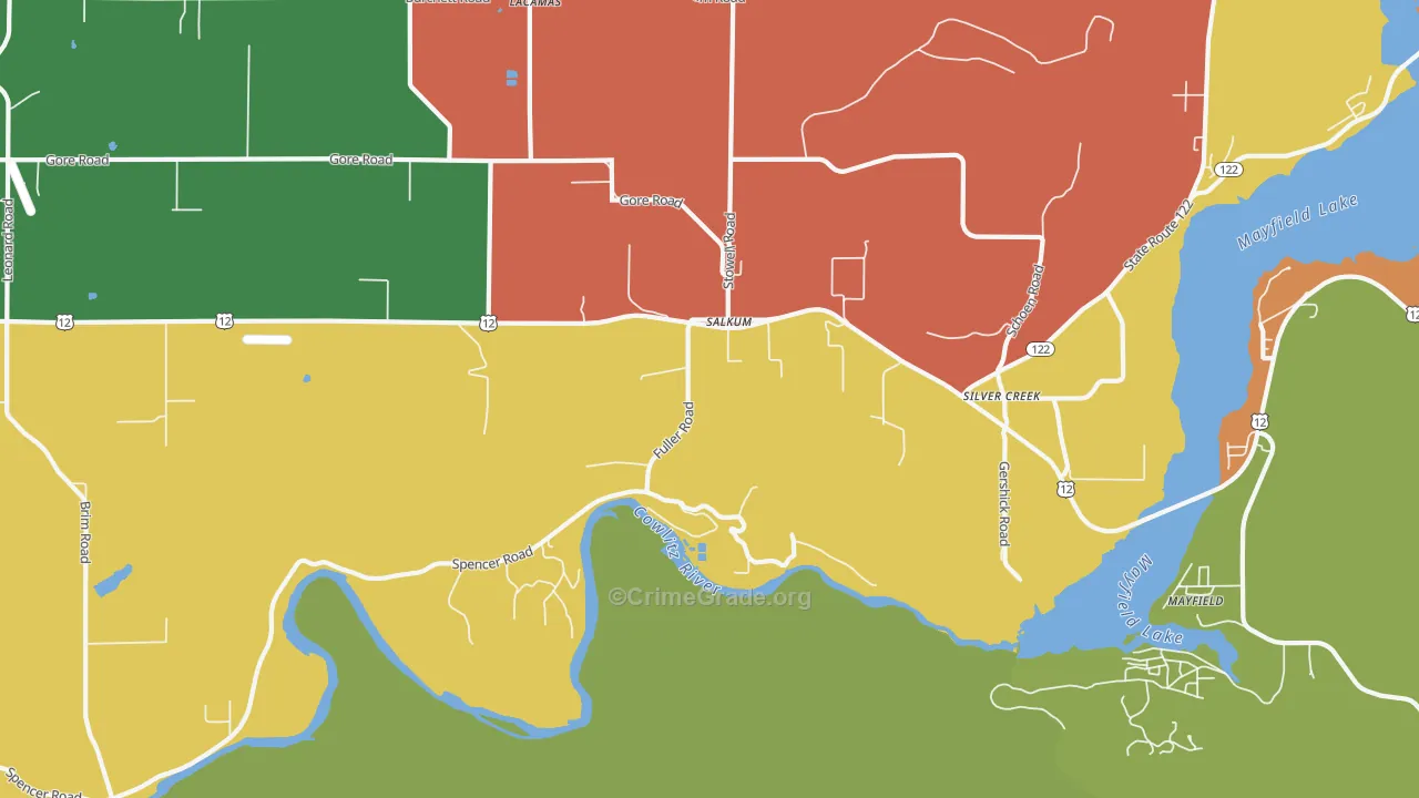 Salkum, WA Map of Theft Rates