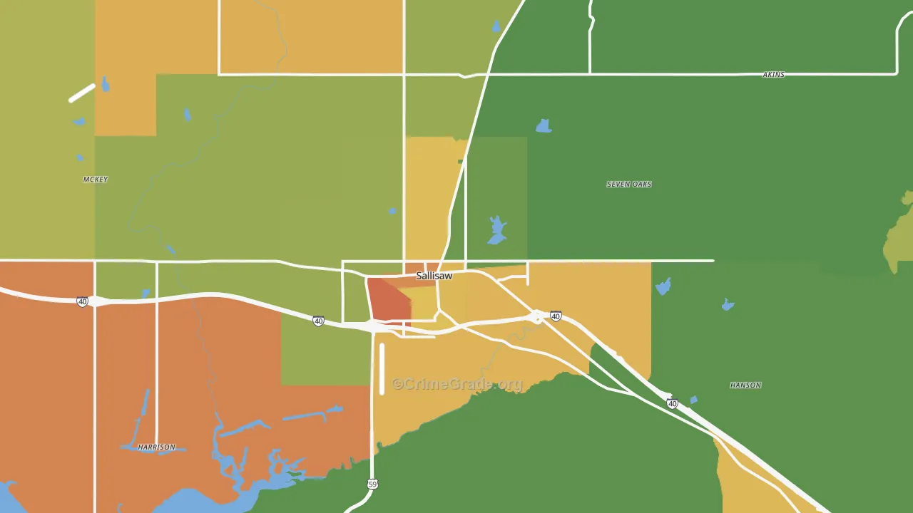 Sallisaw, OK Map of Theft Rates