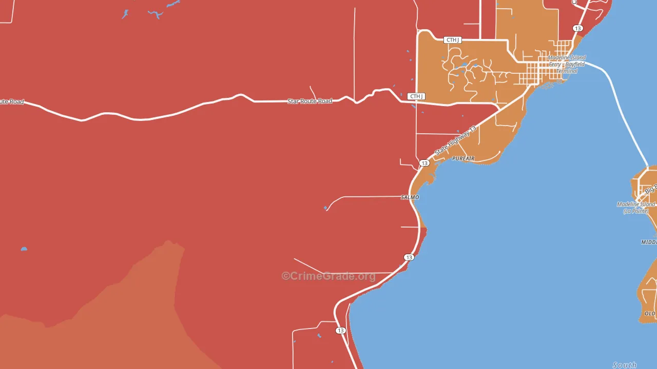 Salmo, WI Map of Theft Rates