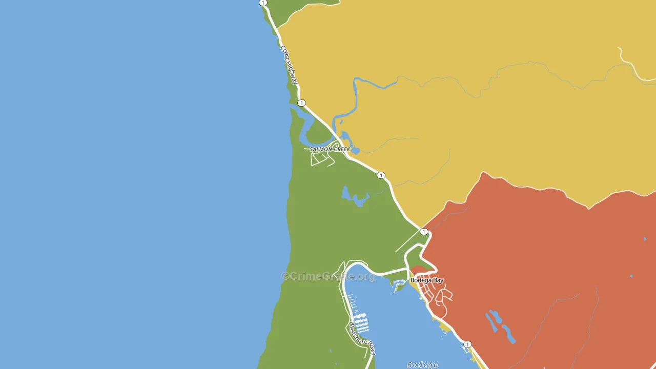 Salmon Creek, CA Map of Theft Rates