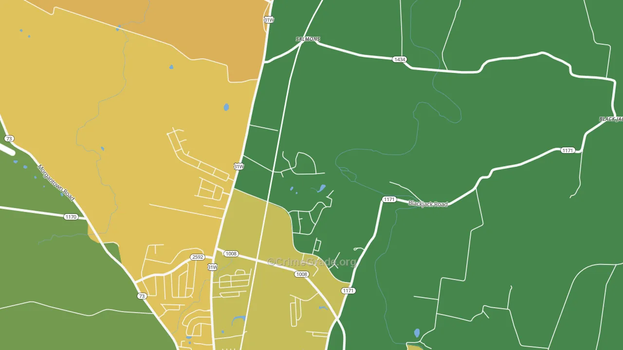 Salmon, KY Map of Theft Rates