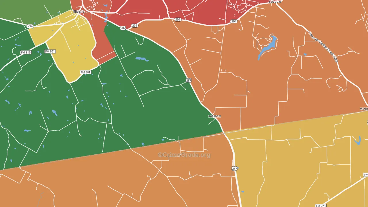 Salmon, TX Map of Theft Rates