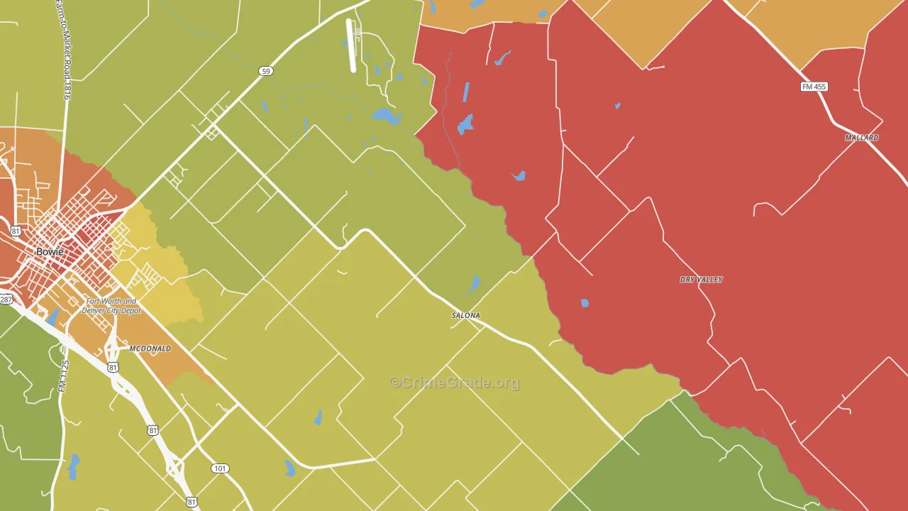Salona, TX Map of Theft Rates