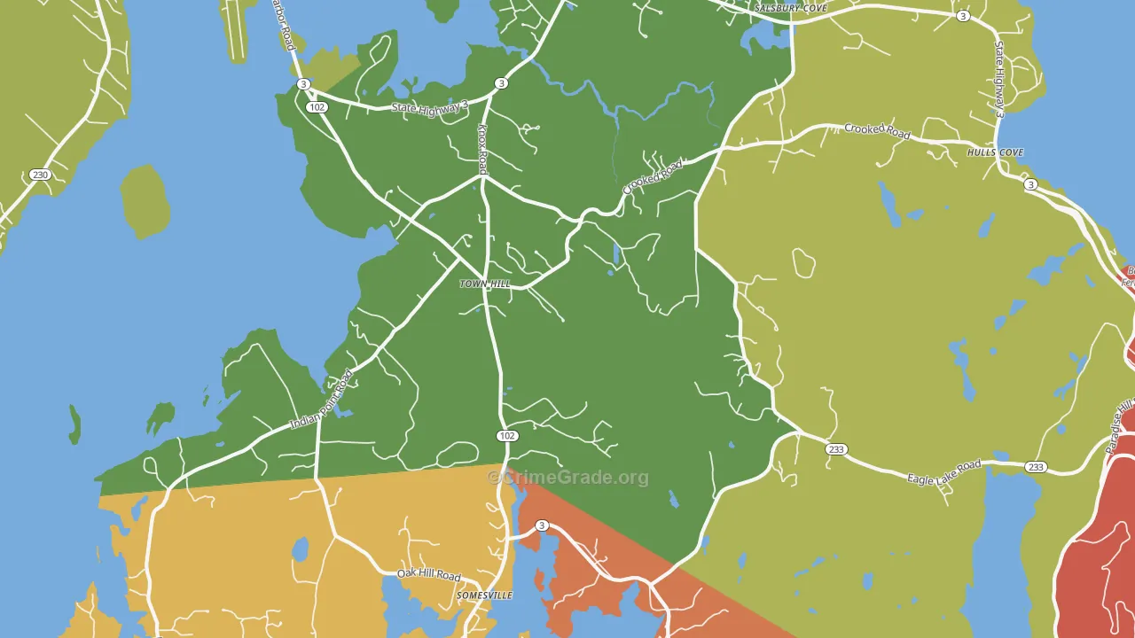 Salsbury Cove, ME Map of Theft Rates