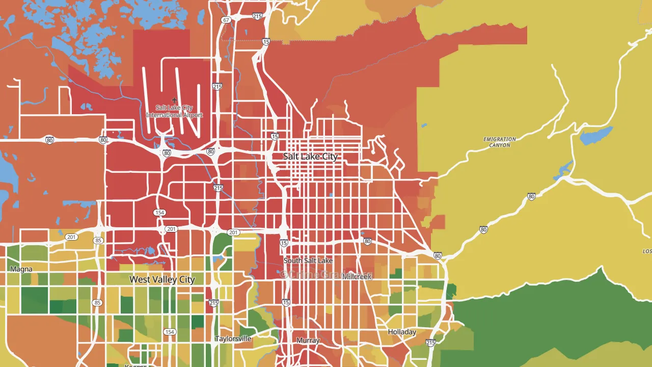 Salt Lake City, UT Map of Theft Rates