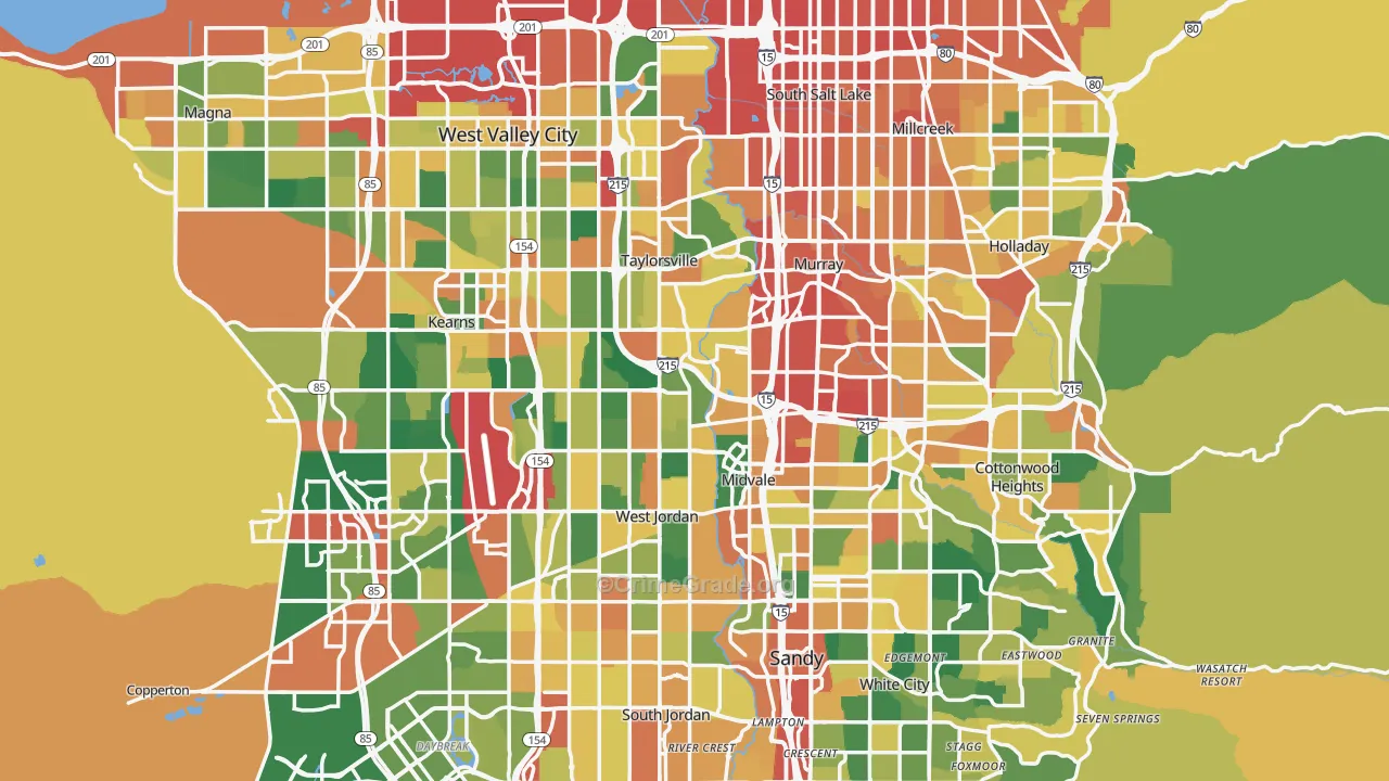 Salt Lake County, UT Map of Theft Rates
