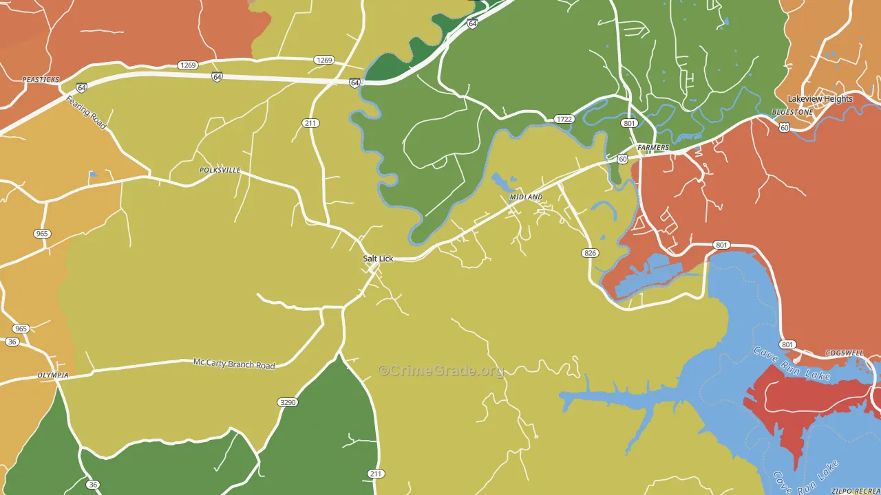 Salt Lick, KY Map of Theft Rates
