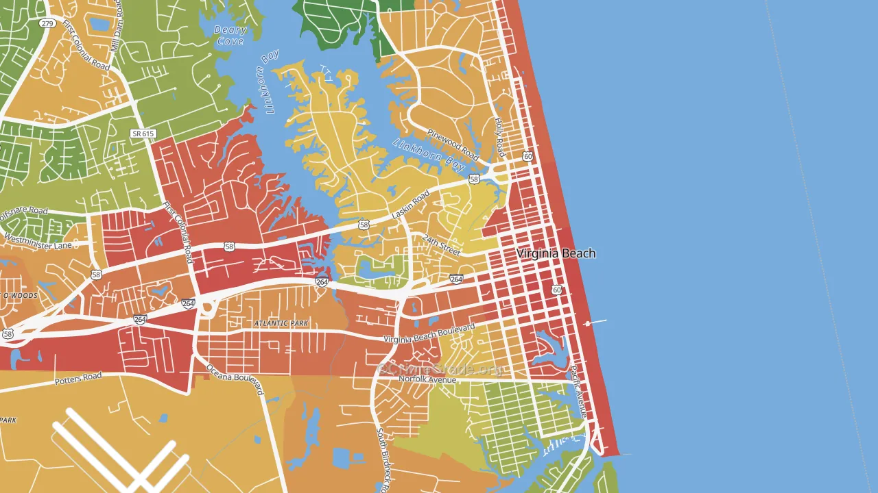 Salt Meadow Bay, Virginia Beach, VA Map of Theft Rates