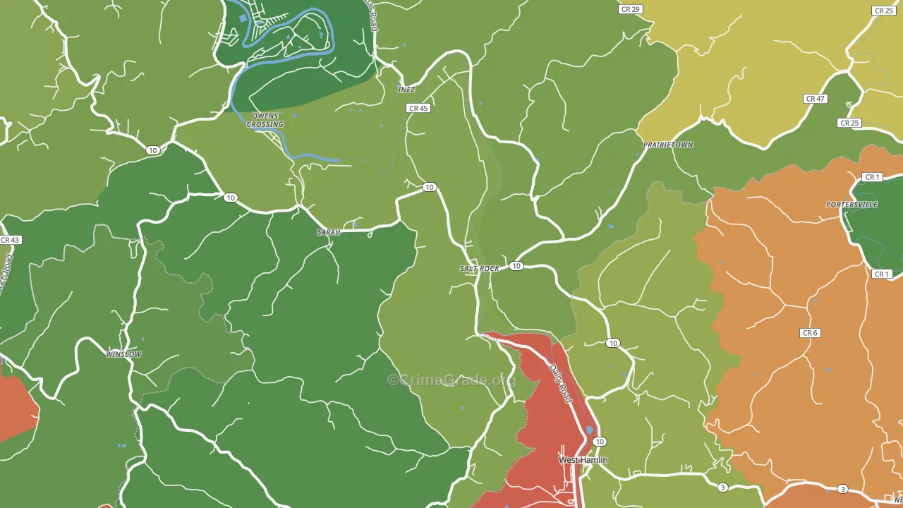 Salt Rock, WV Map of Theft Rates