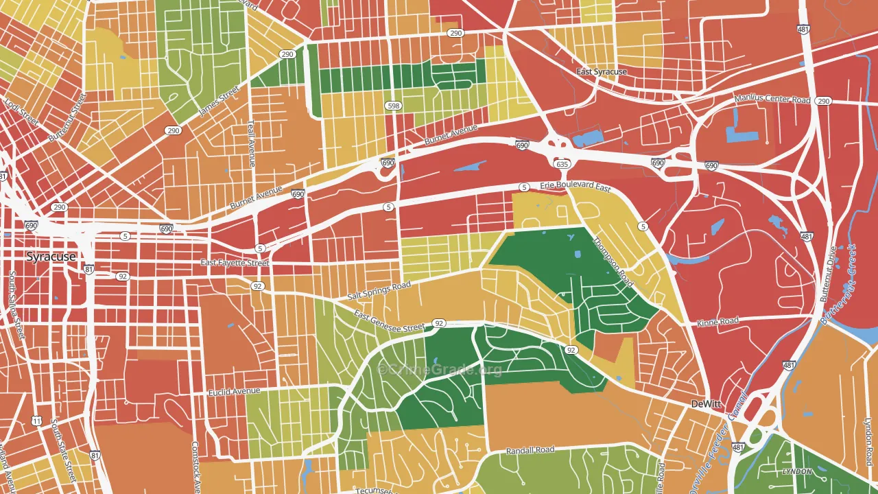 Salt Springs, Syracuse, NY Map of Theft Rates