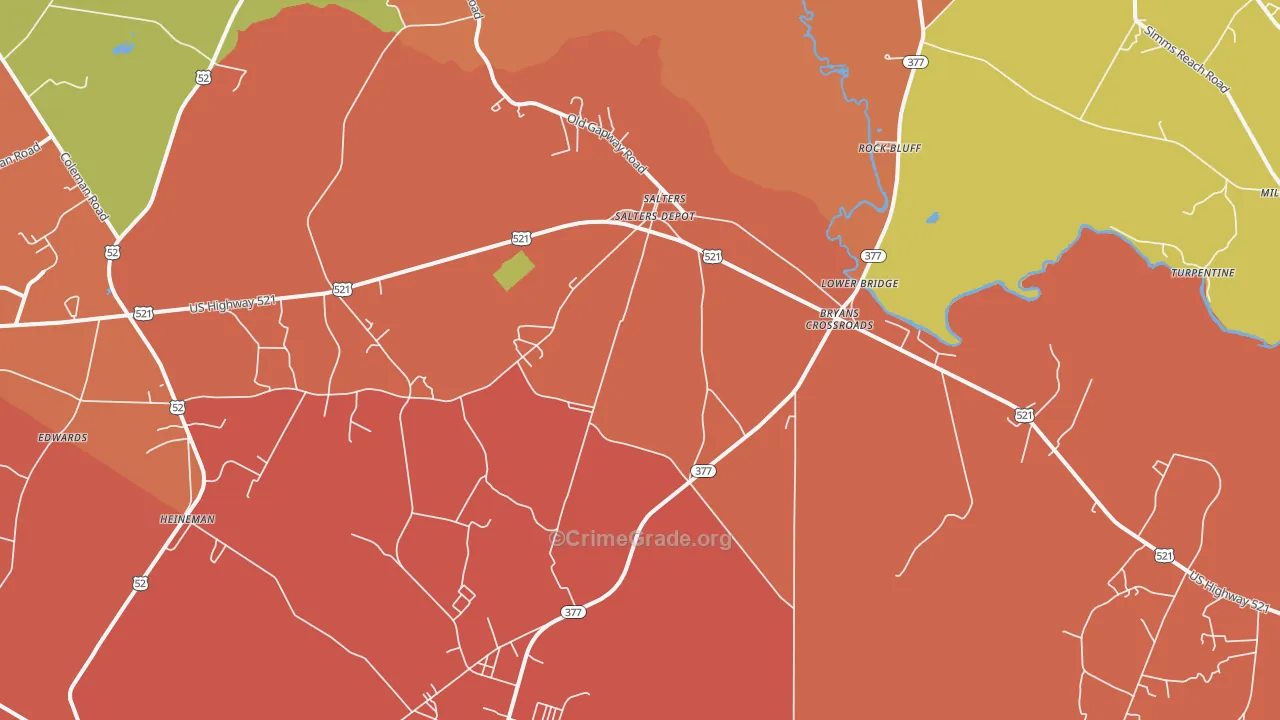 Salters, SC Map of Theft Rates