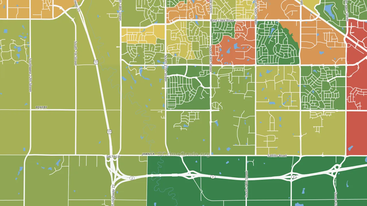 Saltillo, NE Map of Theft Rates
